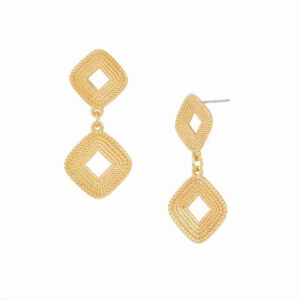 Aretes Colgantes en Forma de Rombo con Baño de Oro: Elegancia y Estilo en cada Detalle