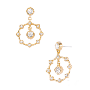 Aretes para Fiesta: Elegancia con Círculos Colgantes y Piedras Brillantes