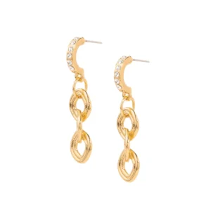 Aretes Colgantes Dorados con Cristales