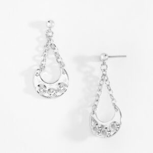 Elegante Arete Media Luna Cristal Platino