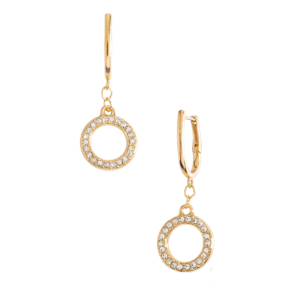 Aretes Colgantes en Baño de Oro con Diamonice Cristal