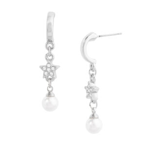 Elegancia y Brillo: Aretes Colgante con Perla y Cristales