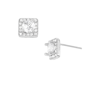 Elegancia Redefinida: El Arete Cuadrado Platino Cristal