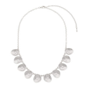 Presentamos Nuestro Sofisticado Collar en Baño de Platino de 42 cm + 10 cm de ext. con piedras color cristal