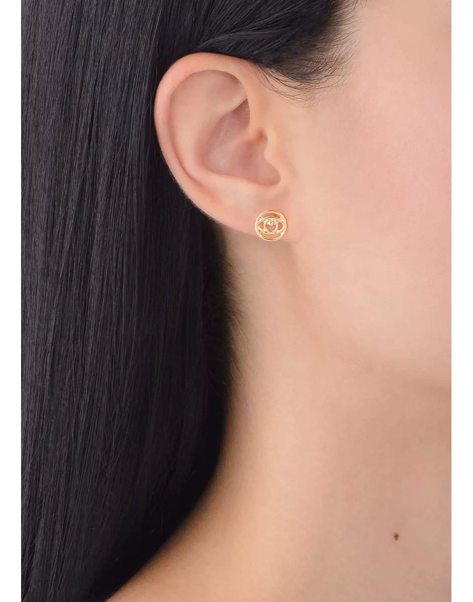 Aretes Pequeño Ojo Turco en Baño de Oro - Elegancia y Protección - Imagen 2