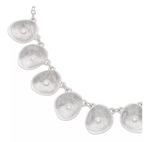 Presentamos Nuestro Sofisticado Collar en Baño de Platino de 42 cm + 10 cm de ext. con piedras color cristal - Imagen 2