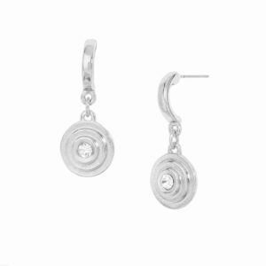 Elegancia Redefinida con el Arete Colgante de Platino y Cristal