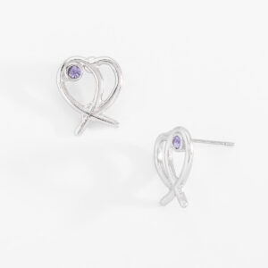 Aretes en Bronce Blanco con Piedra Light Amatista